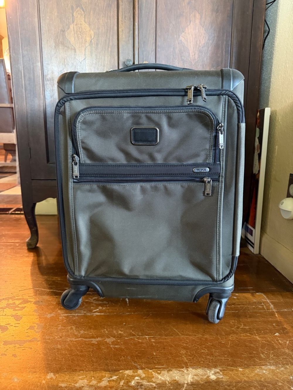 Tumi Gray Spinner Carry-On with Front Organizer